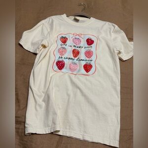 Strawberry novelty printed cotton T-shirt